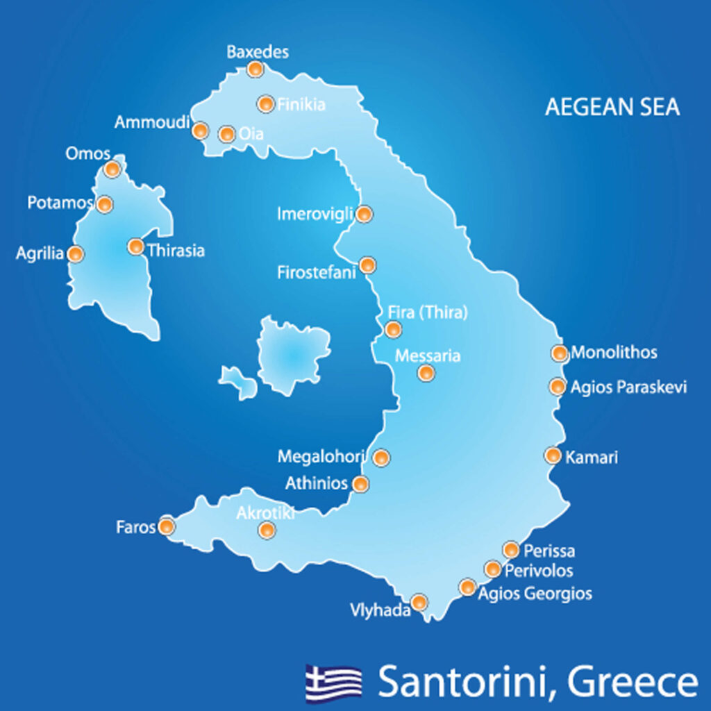 santorini map villages