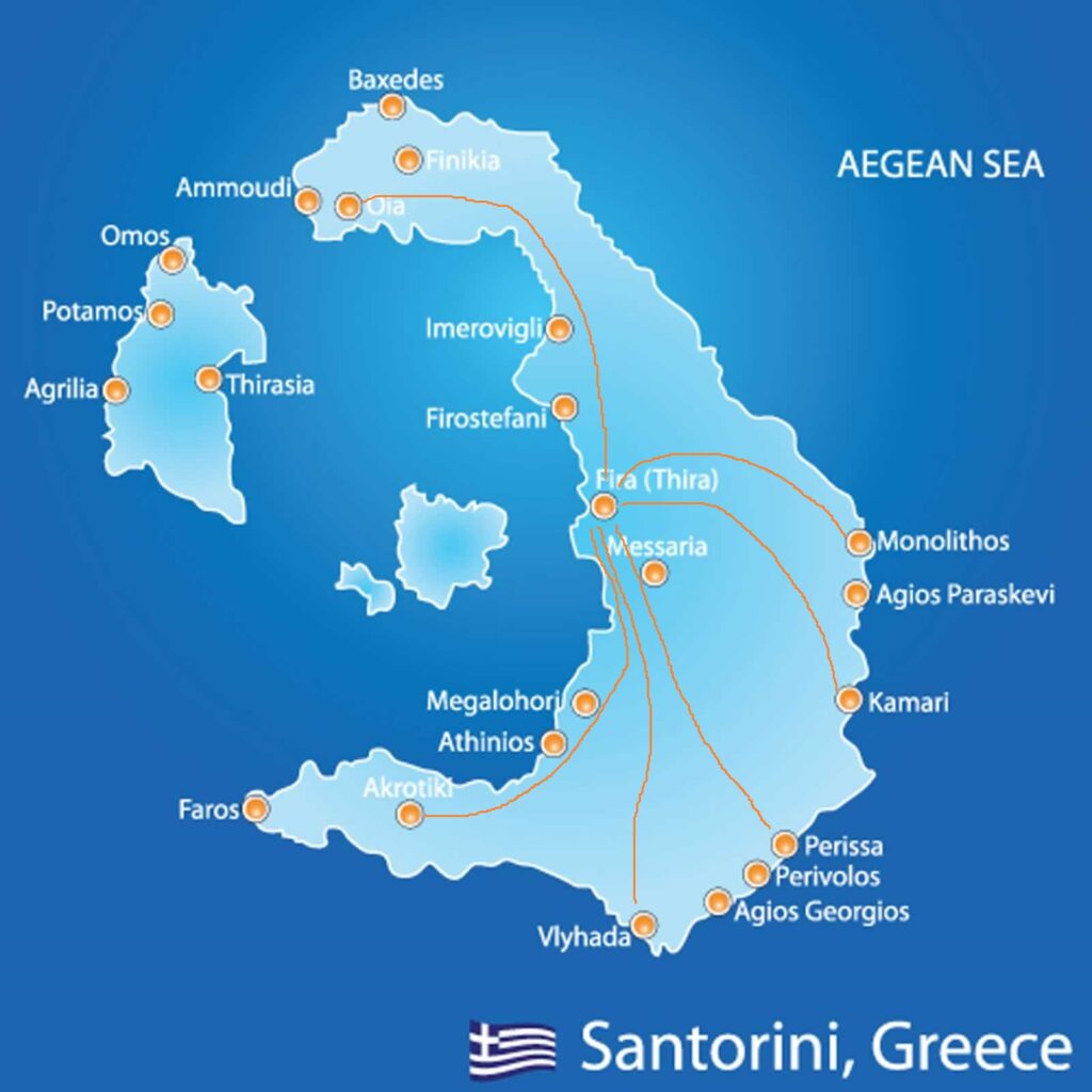 santorini buses map