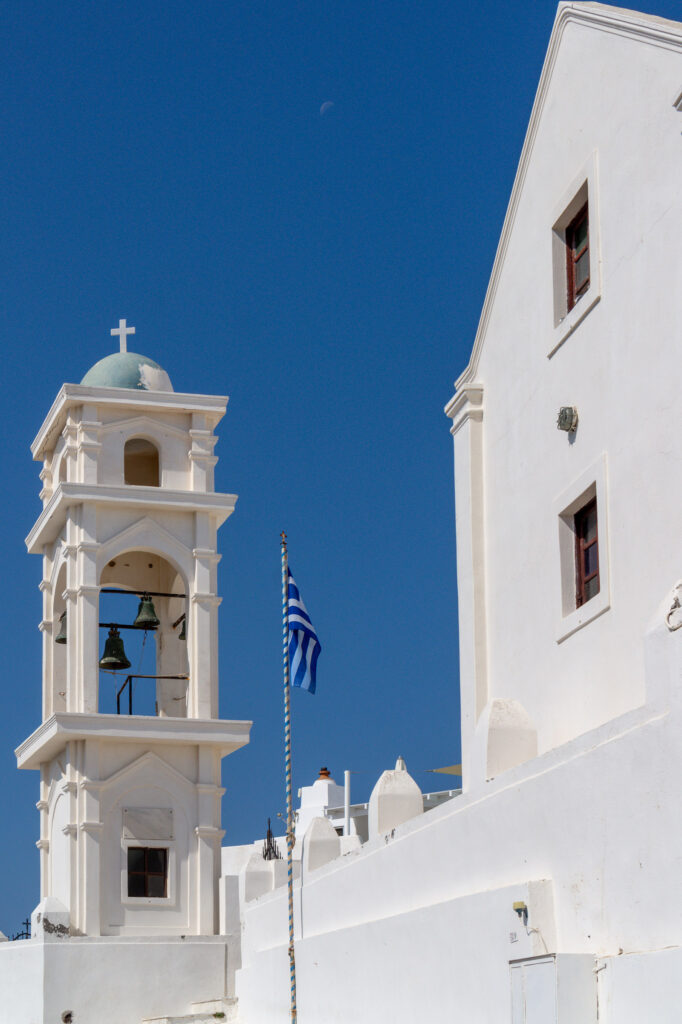 santorini church dome moon